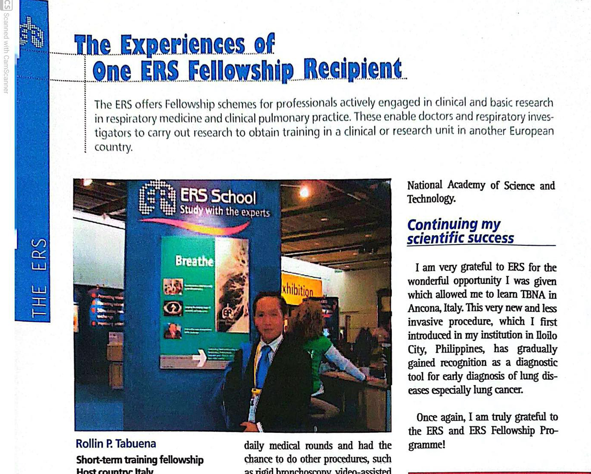 European Respiratory Society, Rollin Tabuena