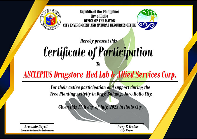 Asclepius Drugstore Medical Laboratories and Allied Services Corp. Tree planting Brgy. Buhang Jaro, Iloilo 