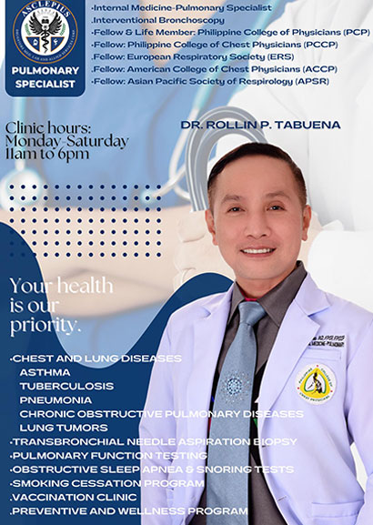 Dr. Rollin Palermo Tabuena, Internal Medicine, Pulmonary Medicine and Interventional Bronchoscopy